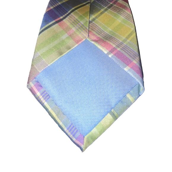 Tommy Hilfiger Men's Tie Plaid Yellow Red Blue Pattern Formal Necktie - Picture 4 of 10